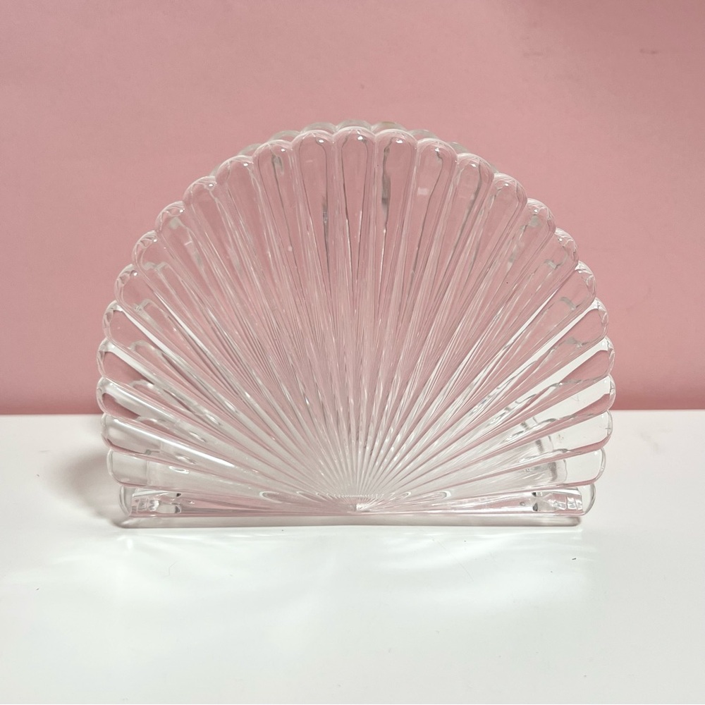 Vintage retro art deco 90s acrylic lucite shell napkin holder